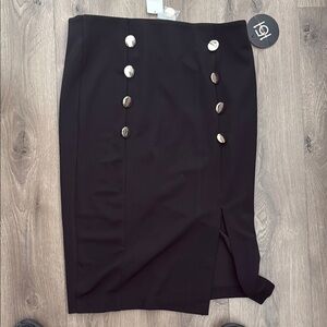 Elegant Black Skirt with Button Accents